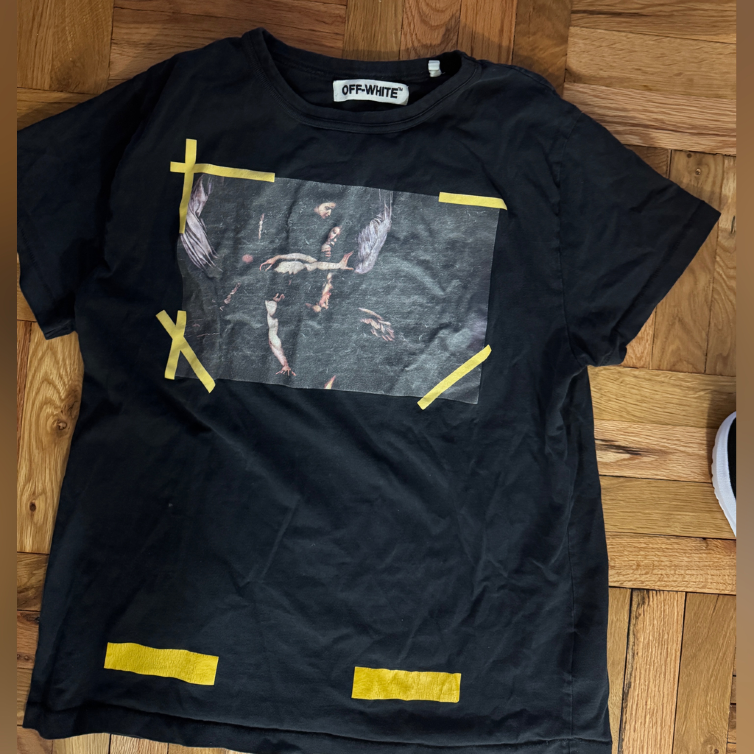 Off-White Black Tee With Artistic Graphic